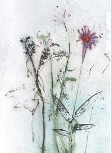 Foldekort med botanisk kunsttryk.