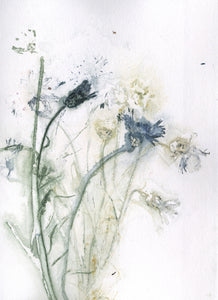 Foldekort med botanisk kunsttryk.