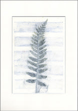 Indlæs billede til gallerivisning Original botanisk kunsttryk af bregne i blå toner. 21x29,7 cm.