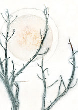 Indlæs billede til gallerivisning Original botanisk kunsttryk af gren. Blå og gule toner. 29,7x42 cm.