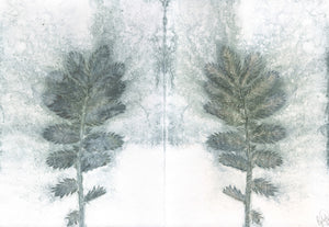 Foldekort med dobbelt botanisk kunsttryk.