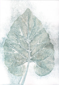 Original botanisk kunsttryk af blad i grønne toner. 21x29,7 cm.